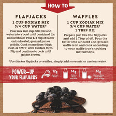 Kodiak Cakes Power Cakes dry mix in bowl ready for high-protein pancakes.