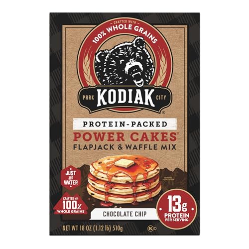 Stacked Kodiak Cakes pancakes with syrup showcasing fluffy texture and flavor.