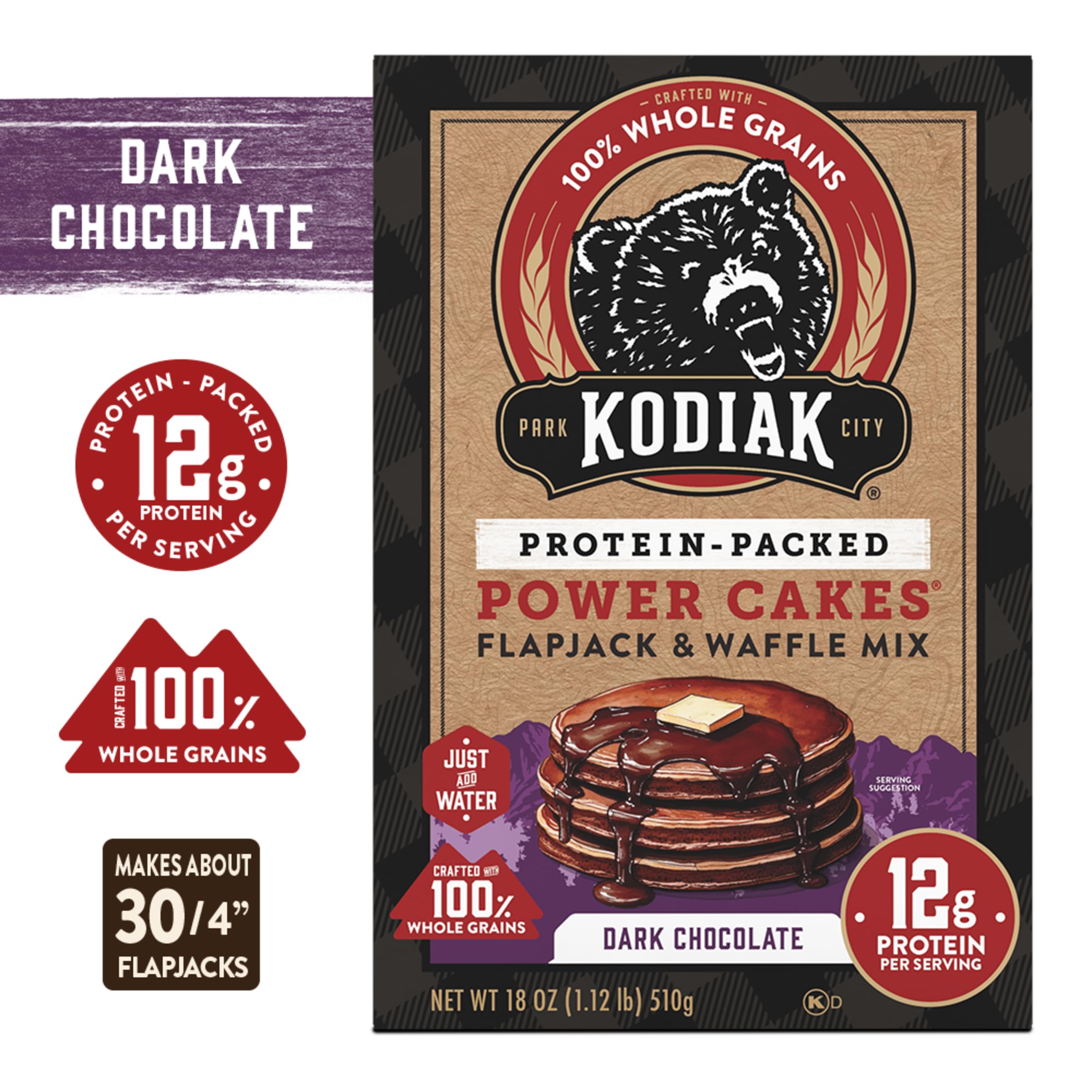 Whole wheat and oats flour blend forms Kodiak Cakes base.