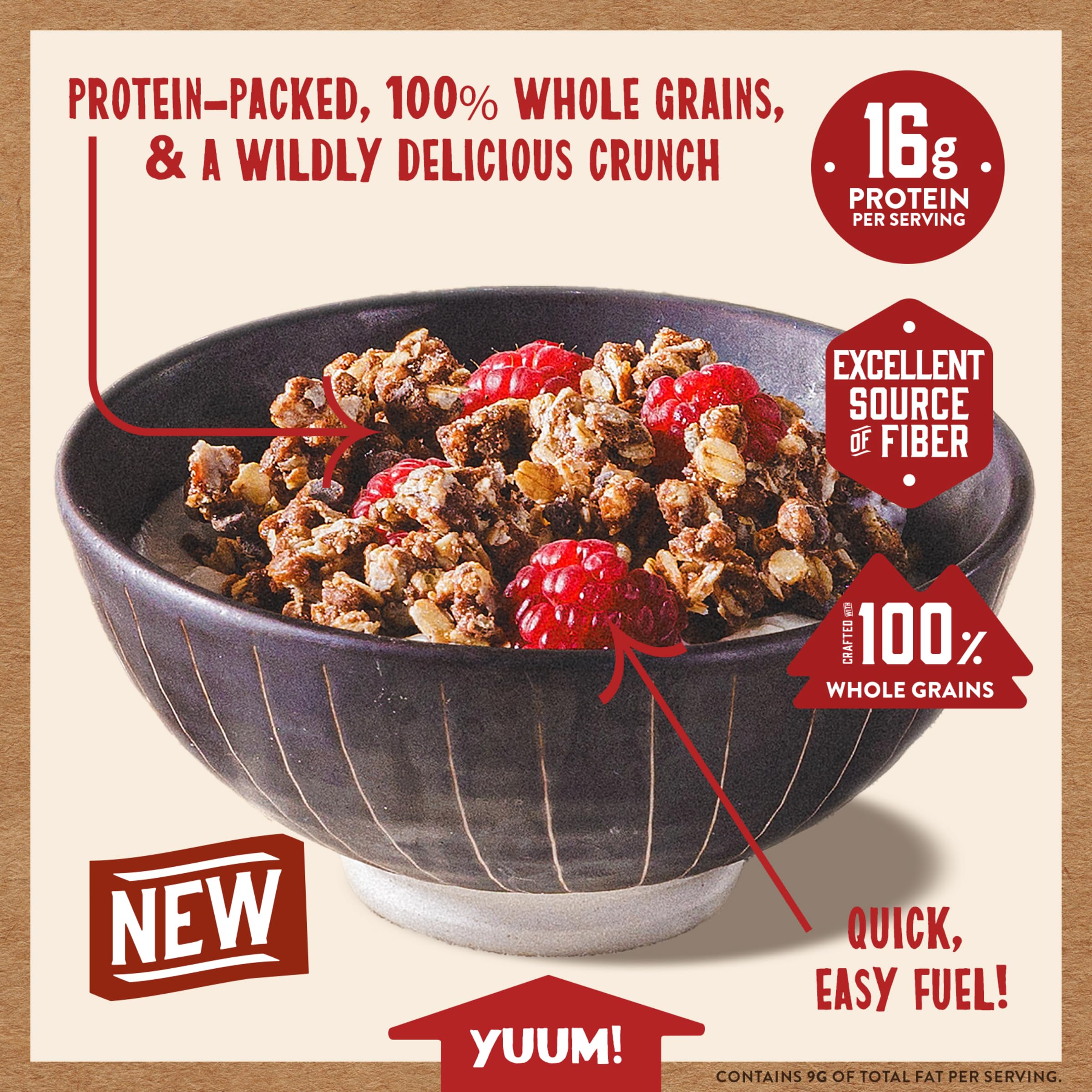 Kodiak Cakes granola resealable pouch highlighting convenience and grab-and-go snack options.