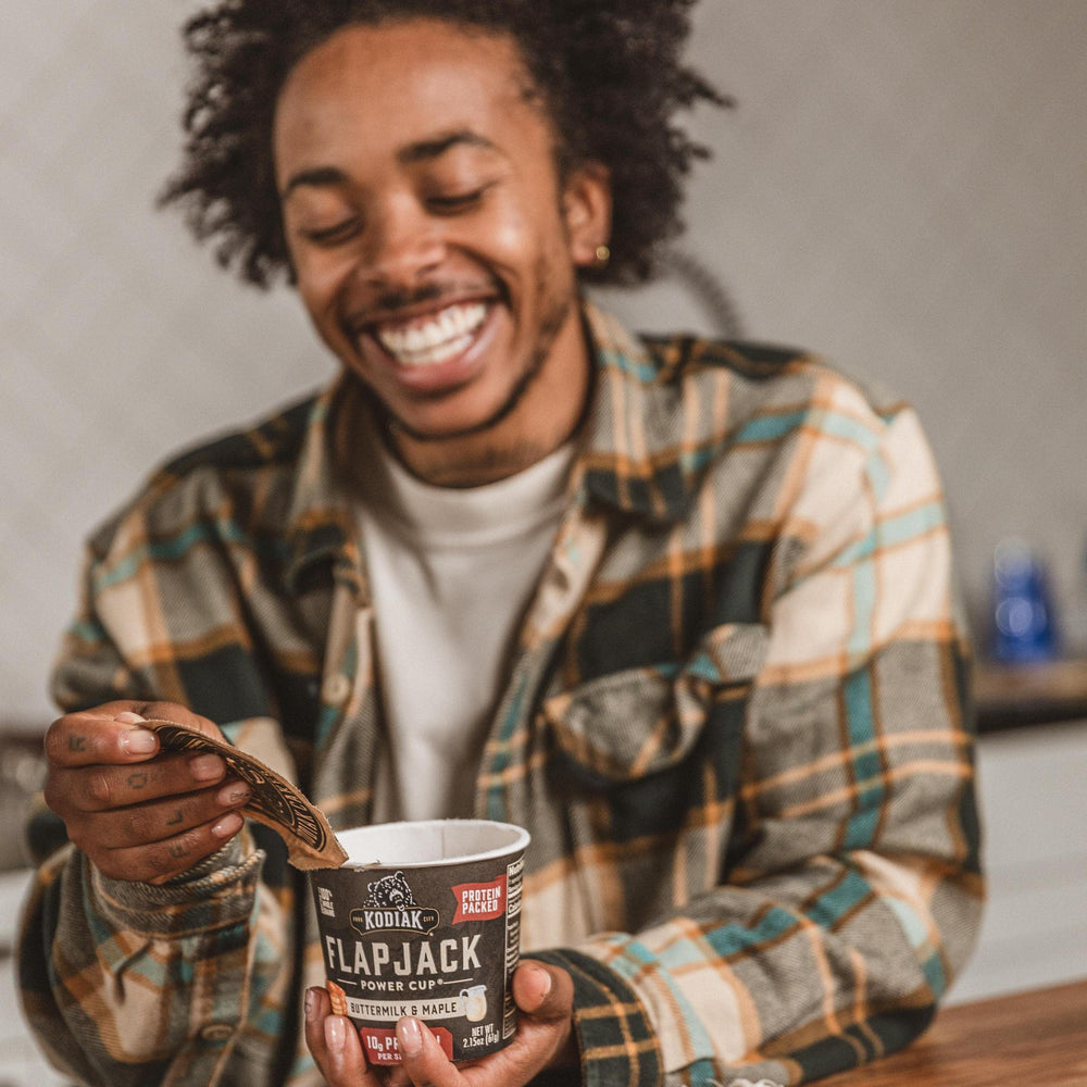 Kodiak Cakes stack served with fruit or ice cream for inspiration.