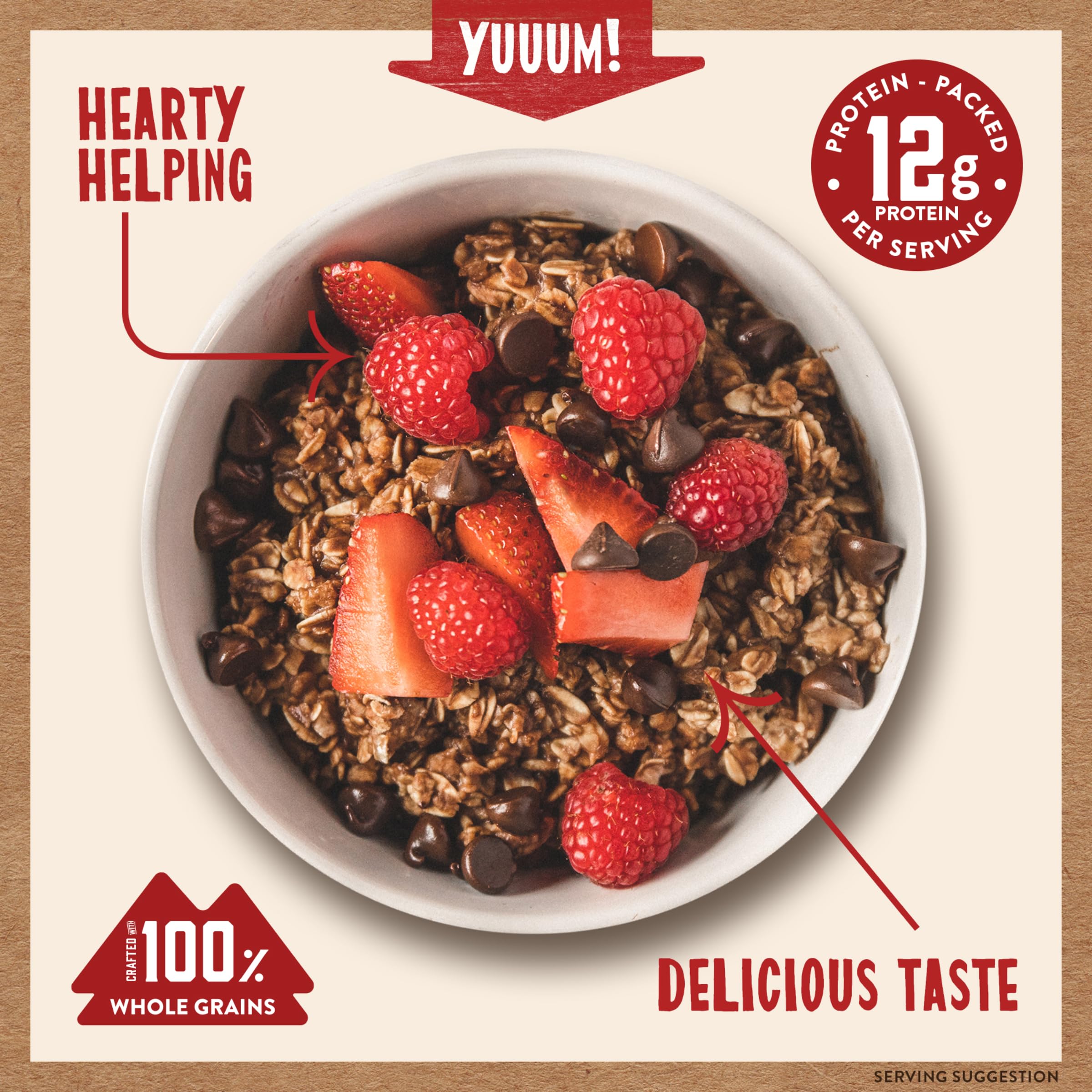 Close-up of whole grains and antioxidants in Kodiak Cakes oatmeal.