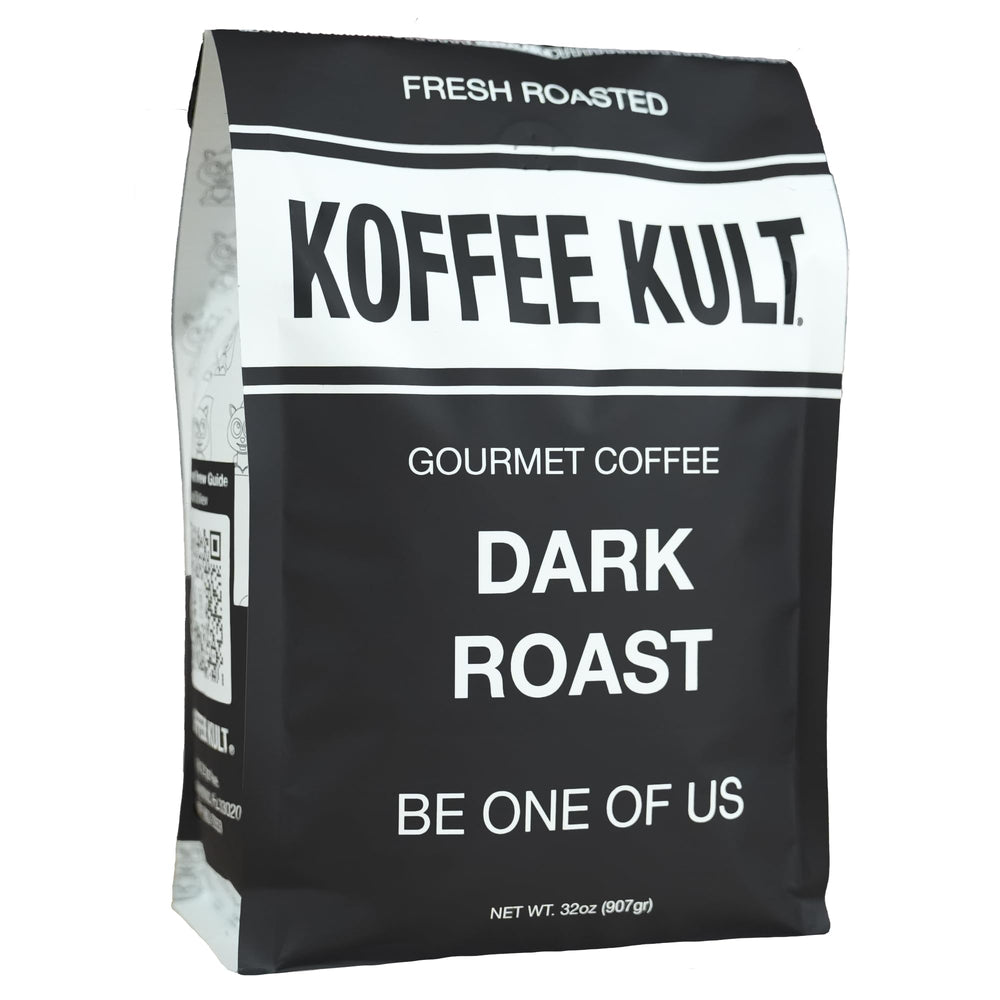 Koffee Kult dark roast whole bean bag with rich aroma for home espresso lovers.