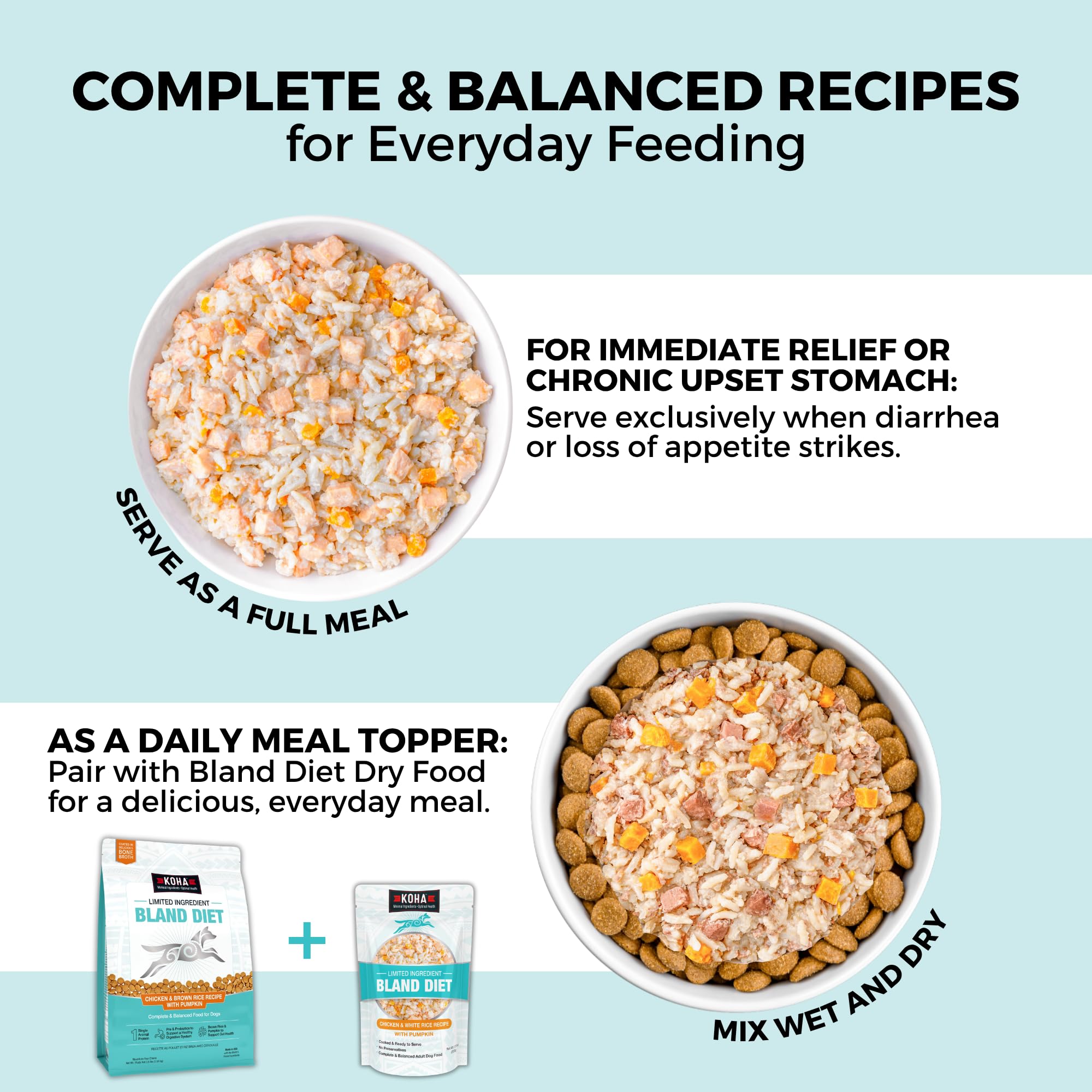 KOHA Bland Diet topper image, serves as a gentle meal enhancer.