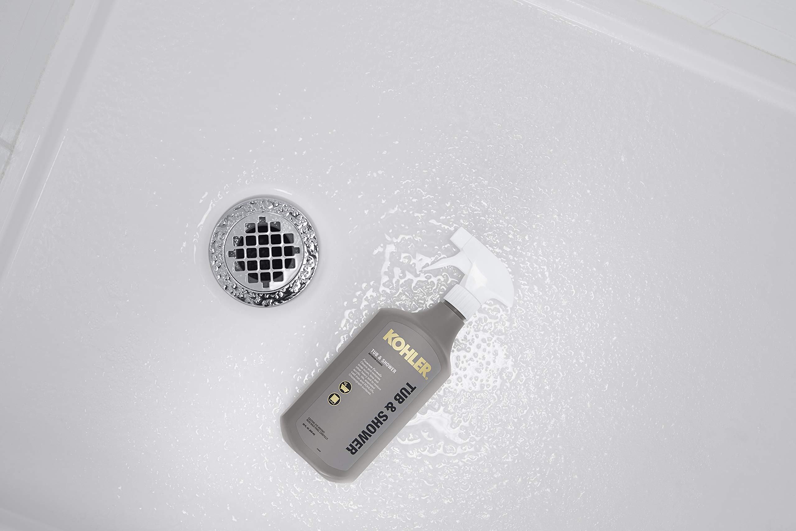 Kohler Lithocast solid surface being cleaned for renewed luster.
