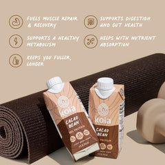Koia nutrition label highlights vitamins and minerals in a dairy-free shake