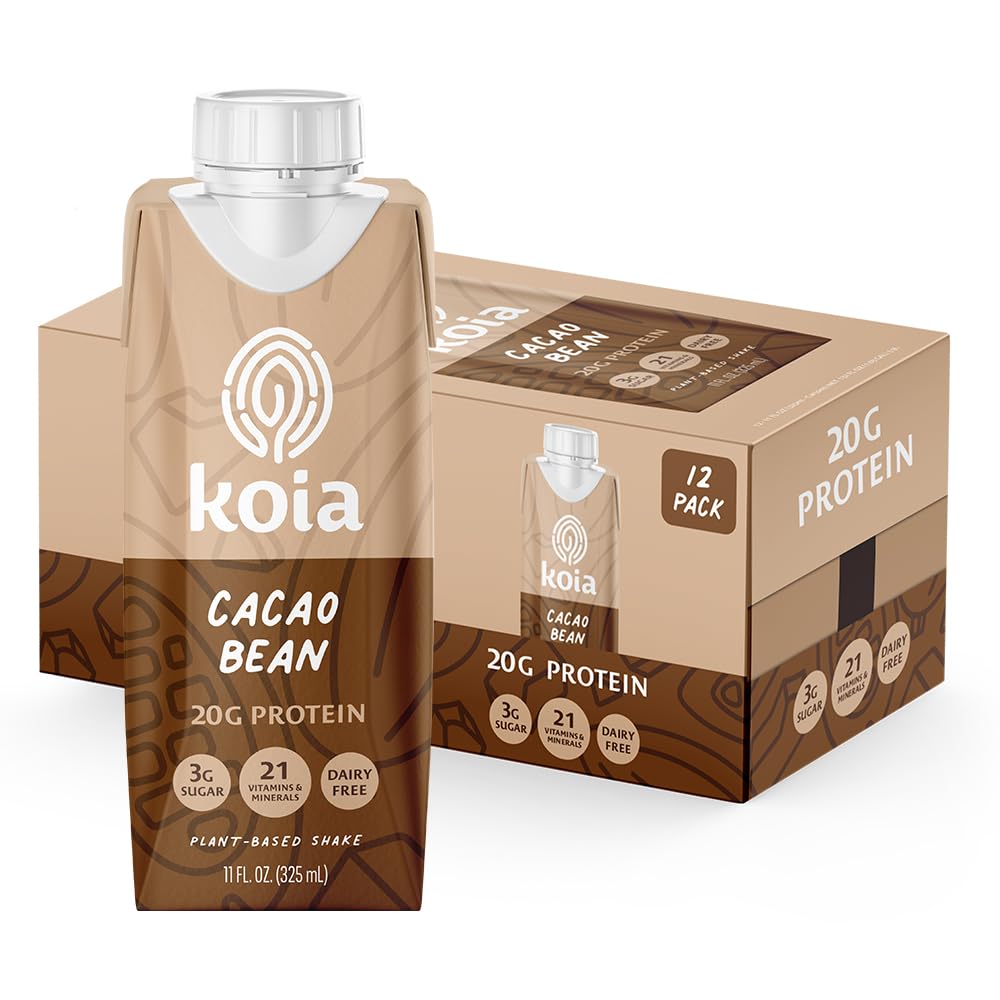 Koia Cacao Bean protein bottle, creamy plant-based protein for on-the-go meals