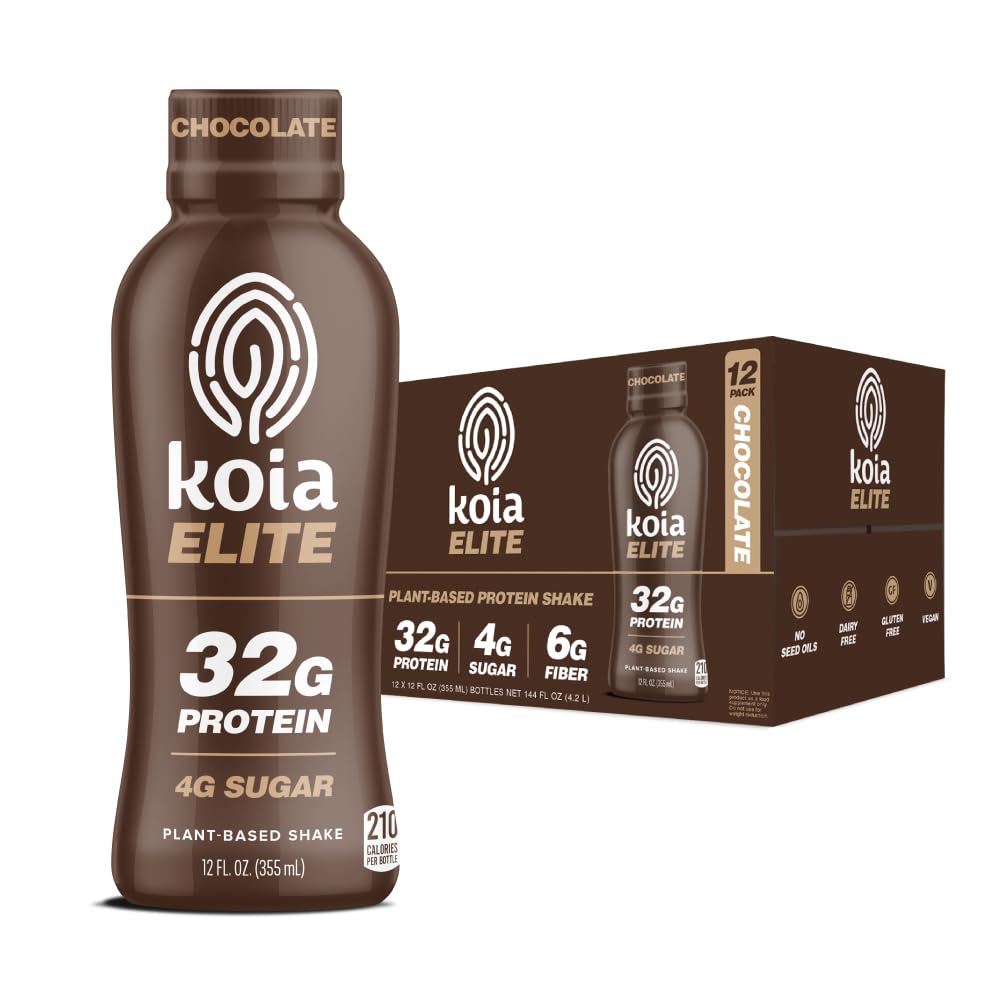 Koia Elite Chocolate bottle front shows convenient post-workout protein option
