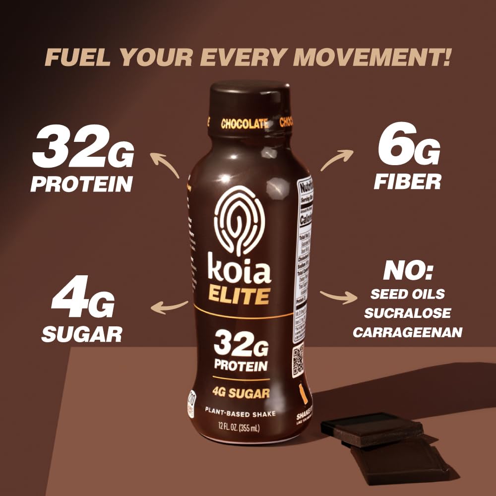 Koia Elite Chocolate pouring into glass for quick on-the-go nourishment
