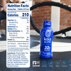 Koia Elite Vanilla pour shows a smooth plant-based shake for workouts.