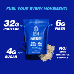 Koia Elite Vanilla shake in a glass, ideal for post-workout recovery.