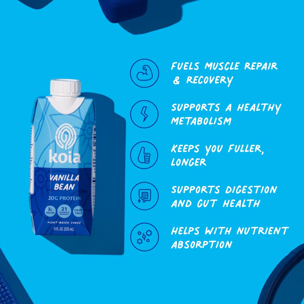 Koia Vanilla Bean label showing 21 vitamins and minerals