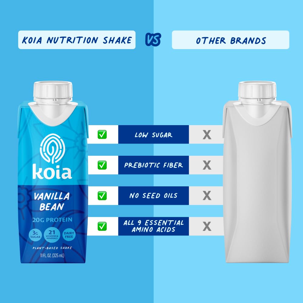Koia Vanilla Bean nutrition panel highlights protein and sugar