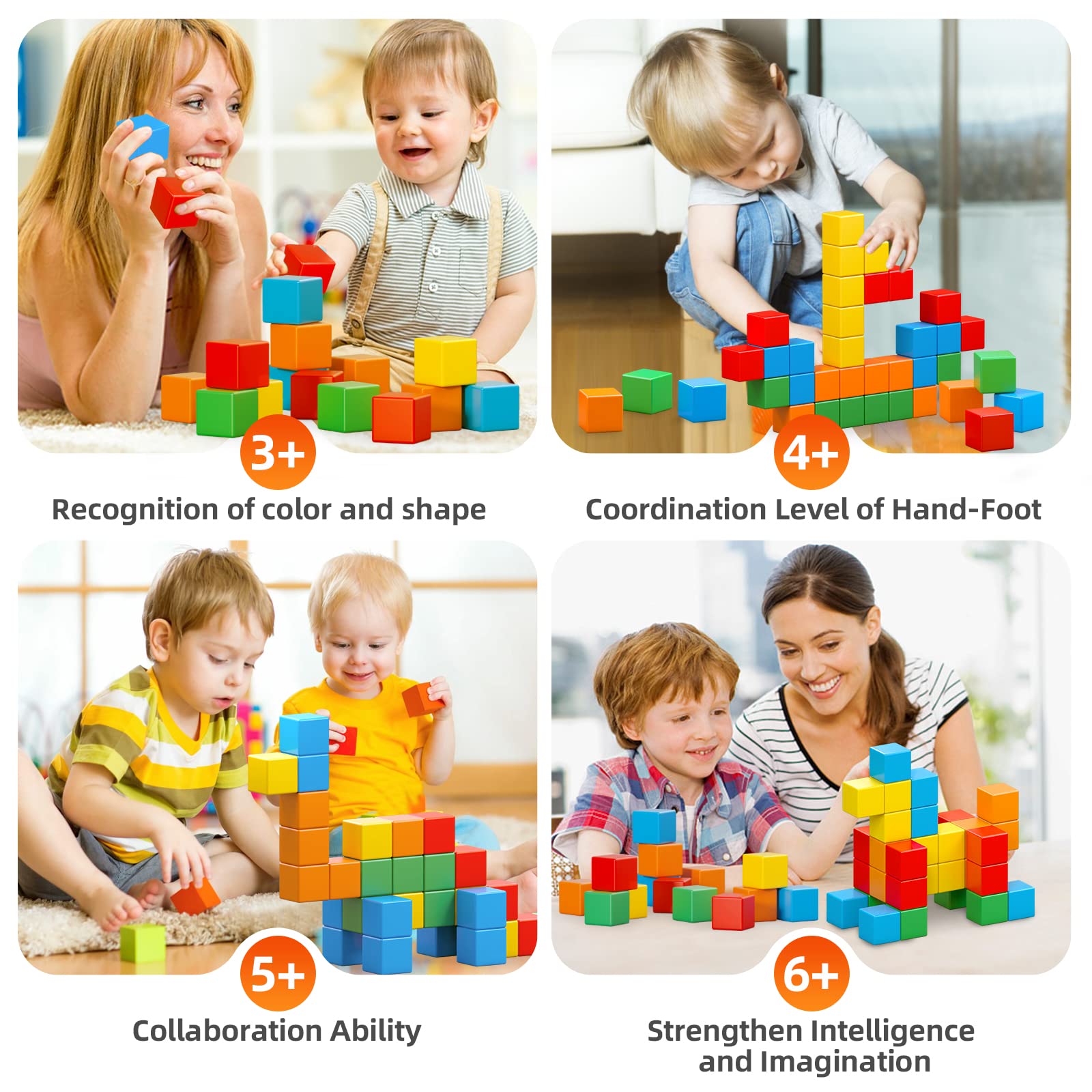 KOIEMAY magnetic blocks safe-rounded-edges for gentle handling by little hands