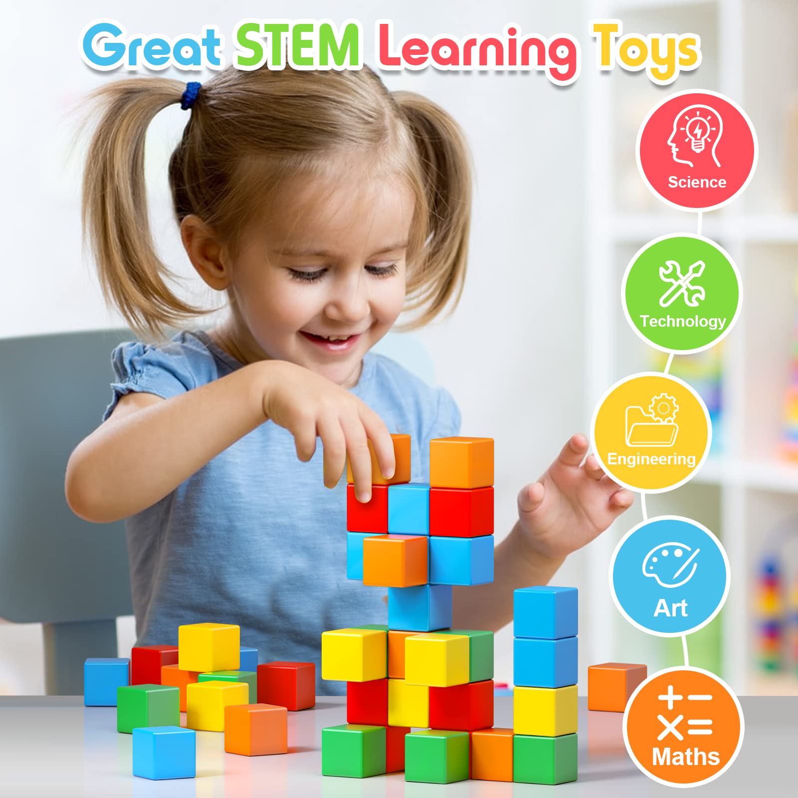 KOIEMAY magnetic blocks strong-magnets help create stable structures during play