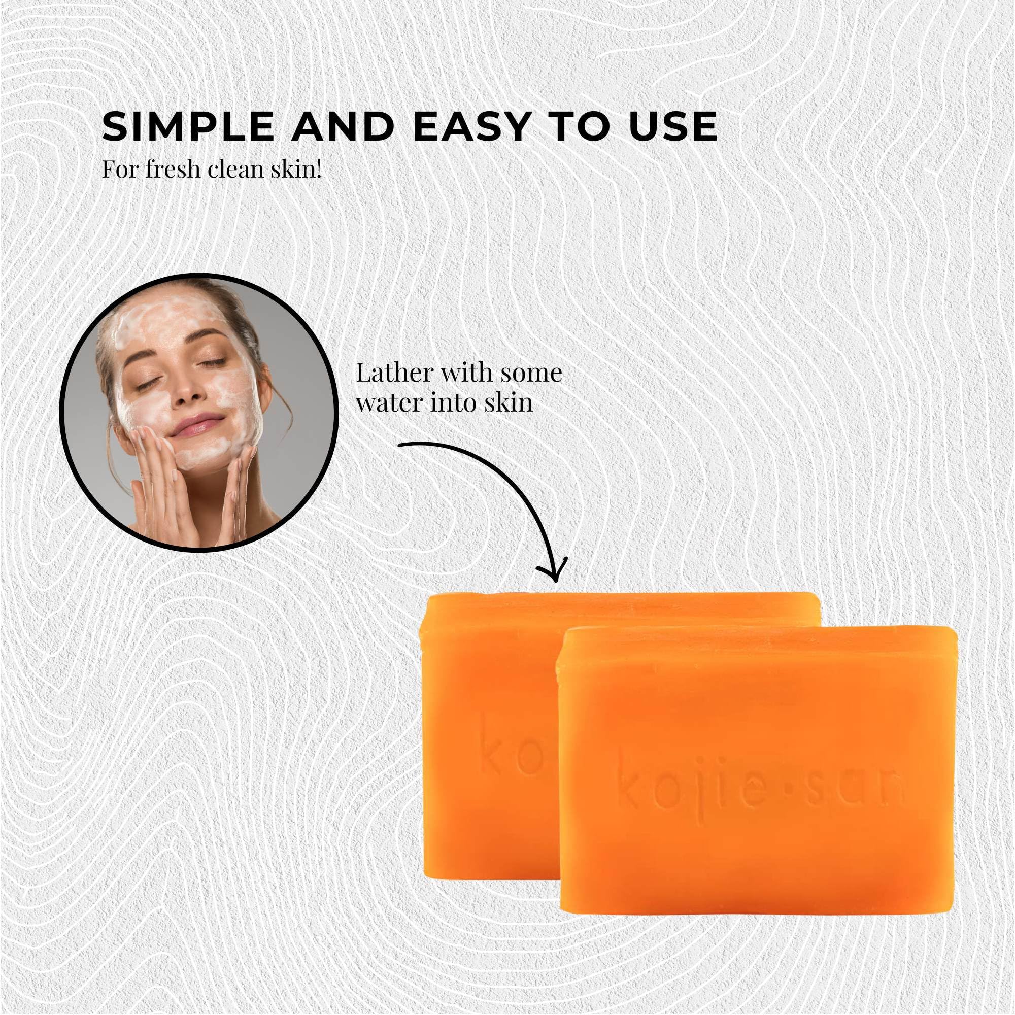 Kojie San soap bar texture close-up for a smooth cleansing feel.