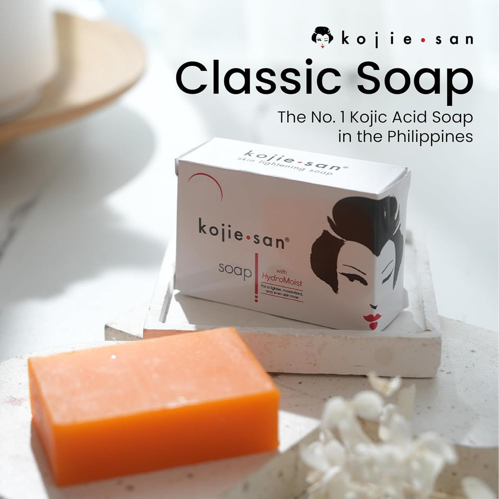 Kojie San orange-scented soap for daily refreshing use.