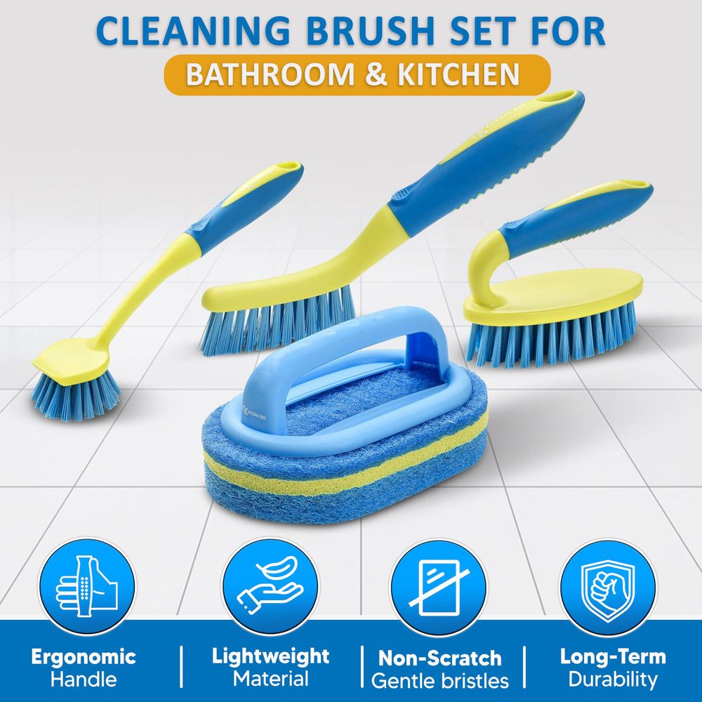 Koksi soft-bristle brush supports delicate surface cleaning.