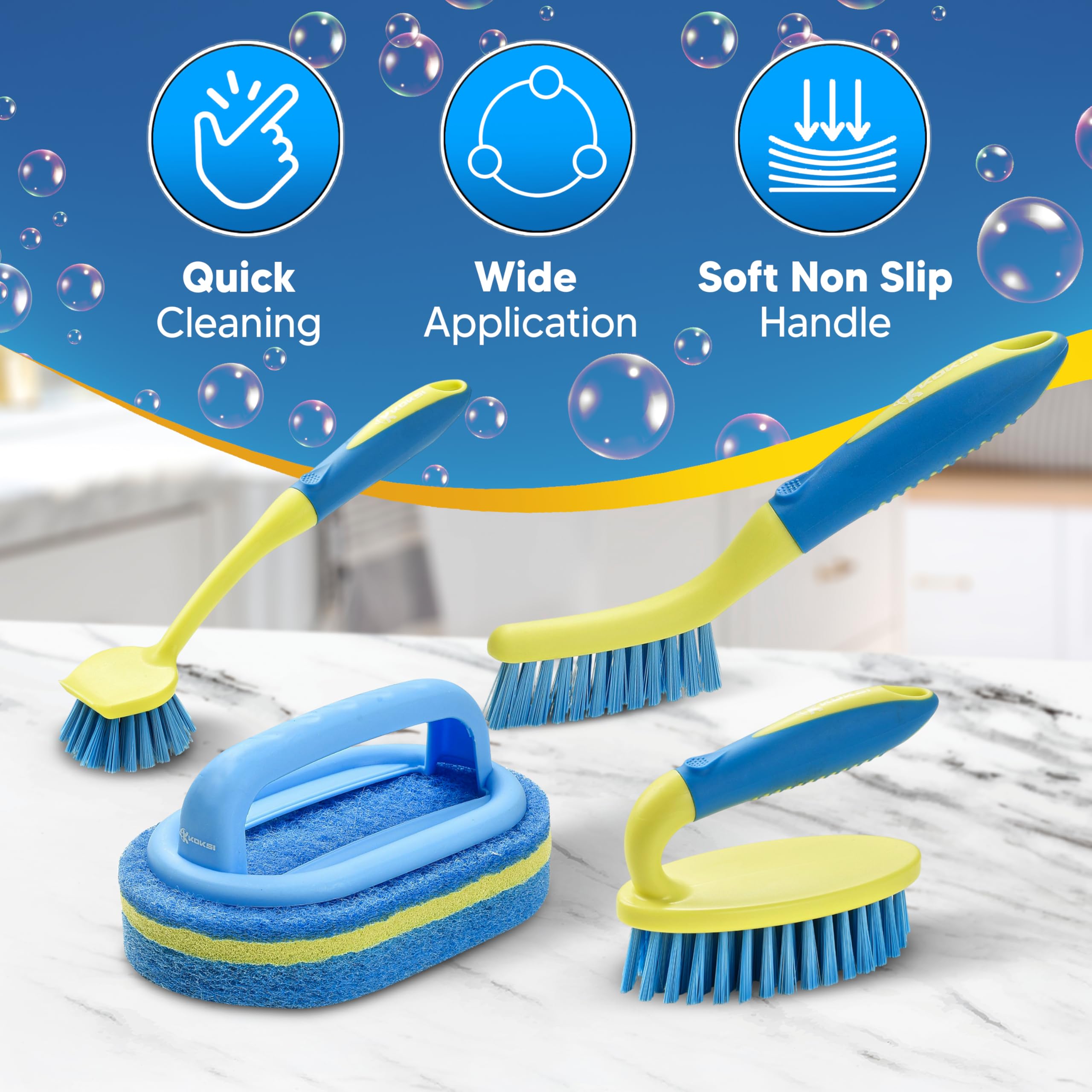 Koksi sponge scrubber handles gentler and heavy scrubbing.