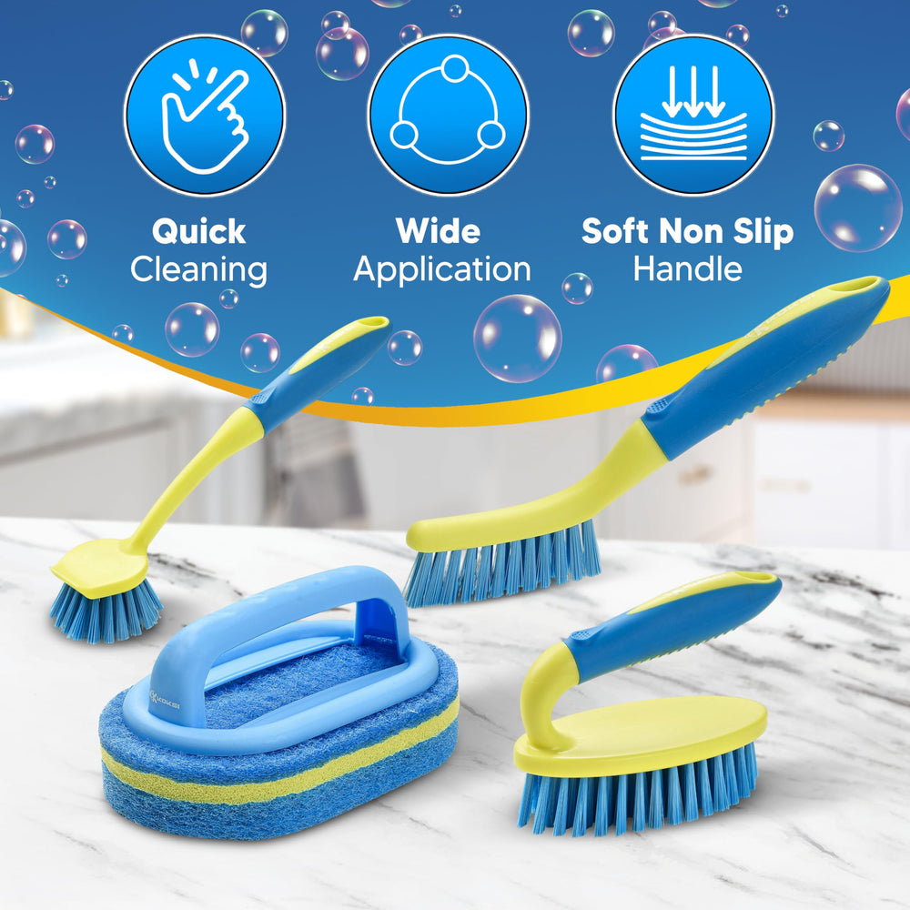 Koksi sponge scrubber handles gentler and heavy scrubbing.