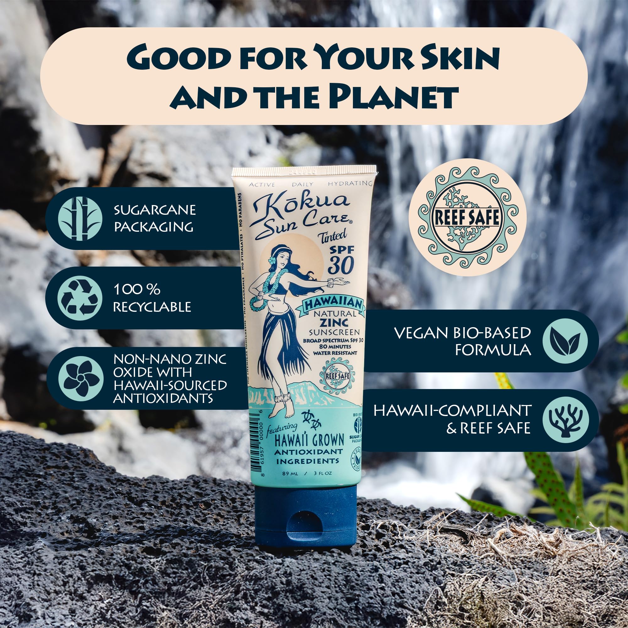 Kokua Sun Care Hawaiian antioxidants oil blend hydrates and protects skin.