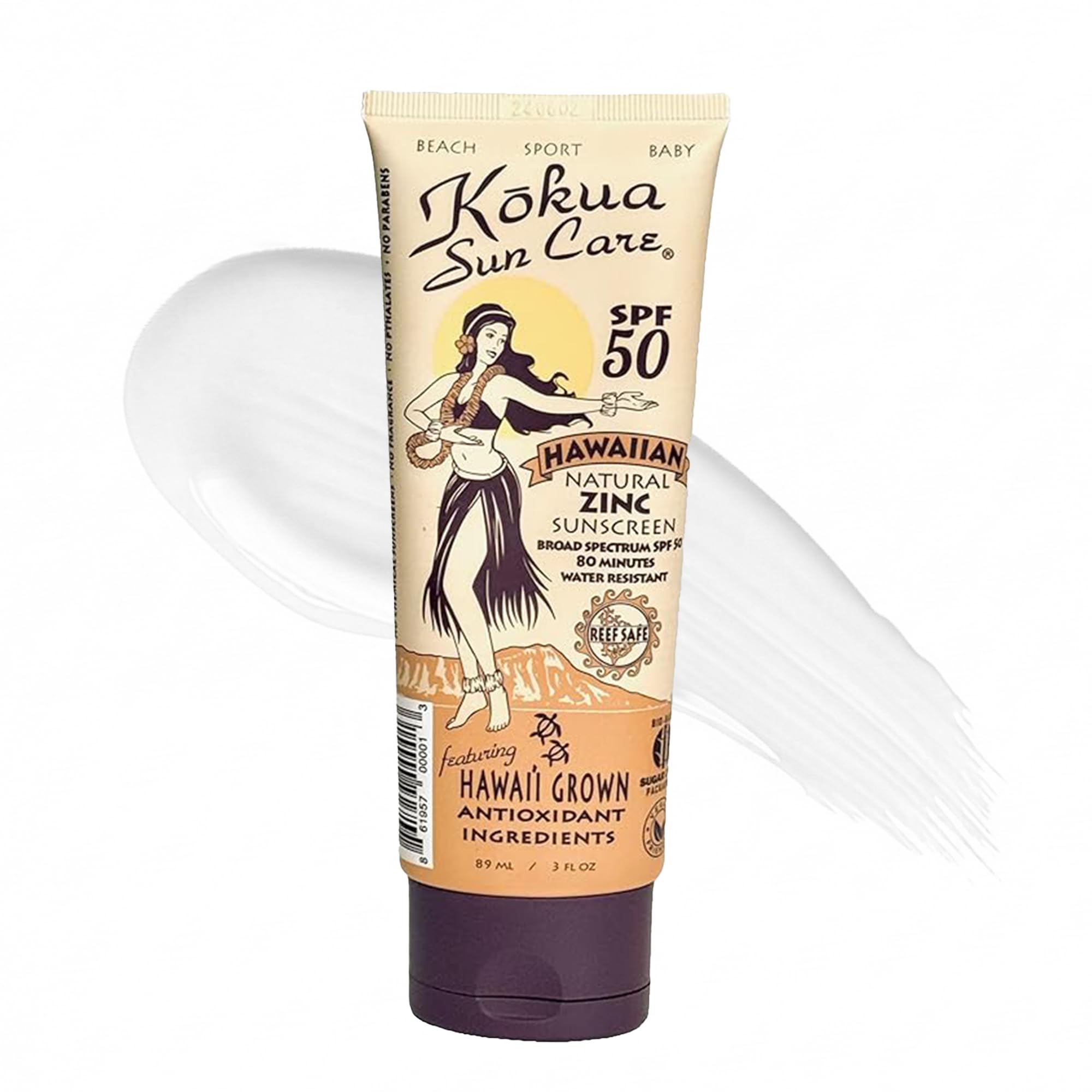 Kokua Sun Care SPF 50 tube front shows reef-safe mineral protection