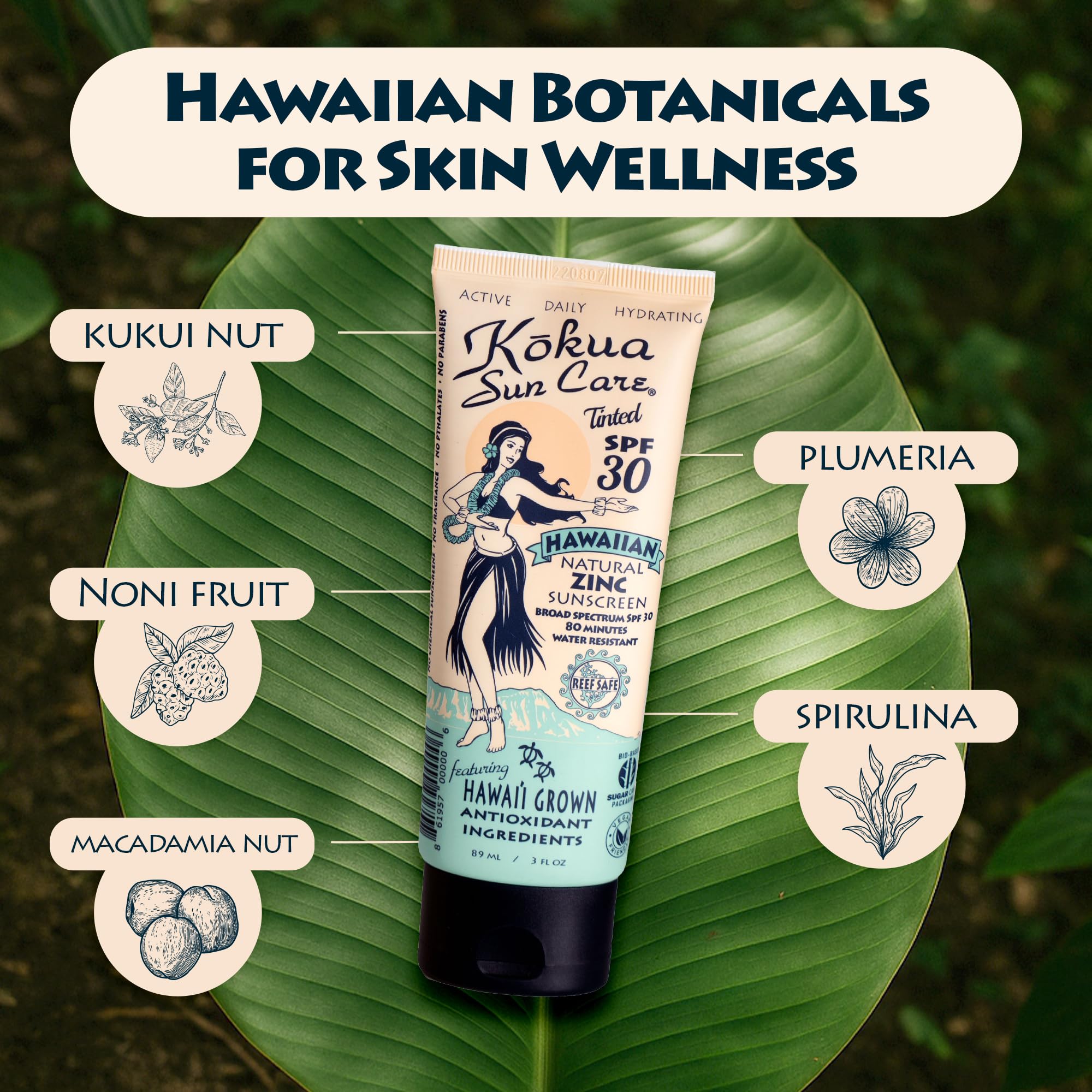 Kokua Sun Care SPF 30 pump for easy, mess-free application.