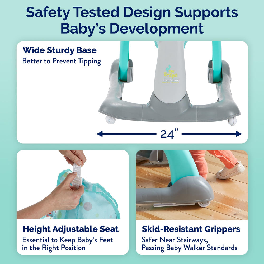Kolcraft Tiny Steps textured stem provides touch feedback during play.