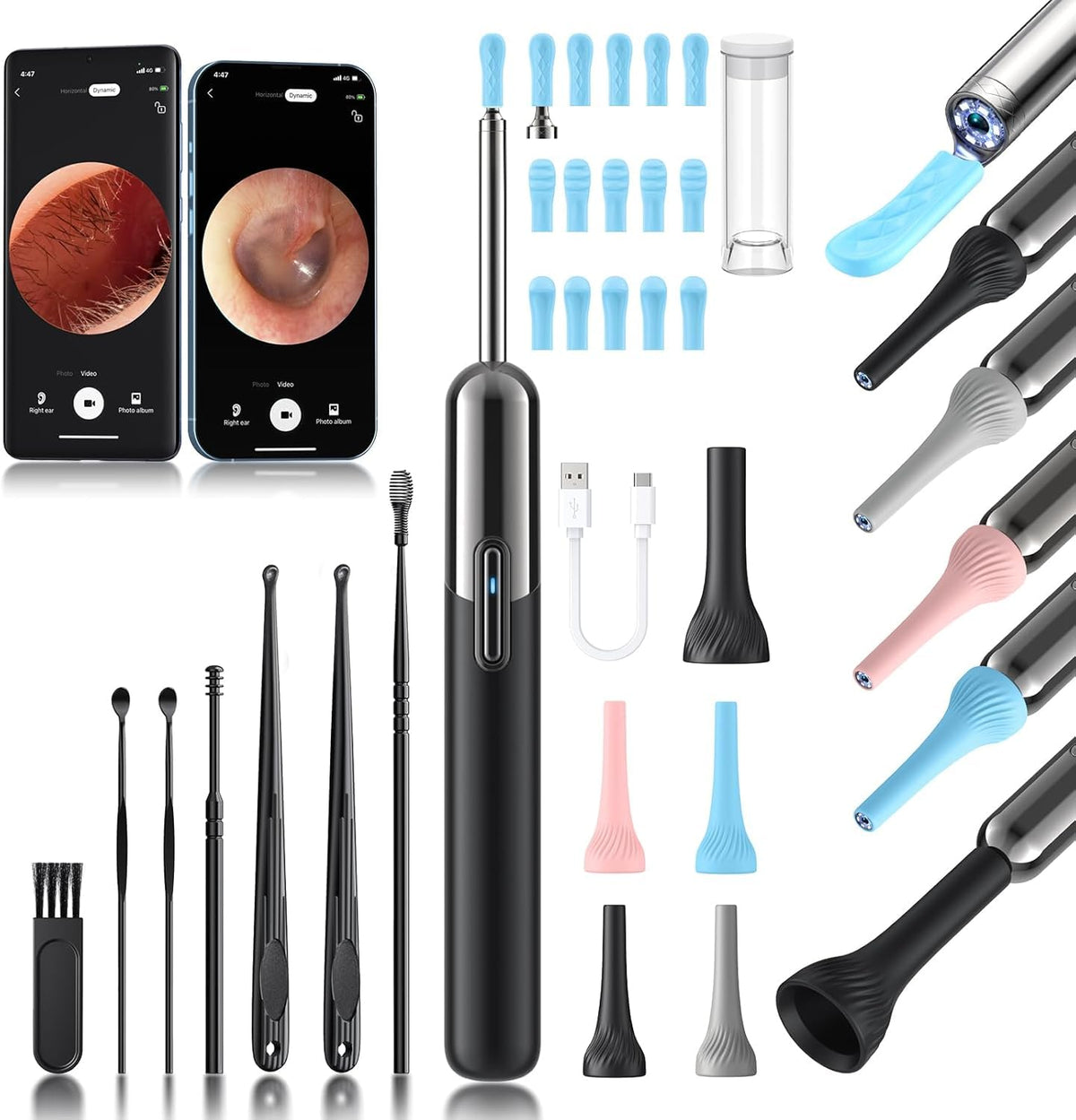 Kolrry Ear Wax Removal with 1080P camera offers clear inspection for safer cleaning.