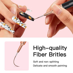 Komall Metallic Nail Art Brushes 12mm enables thin curves and precise floral patterns.