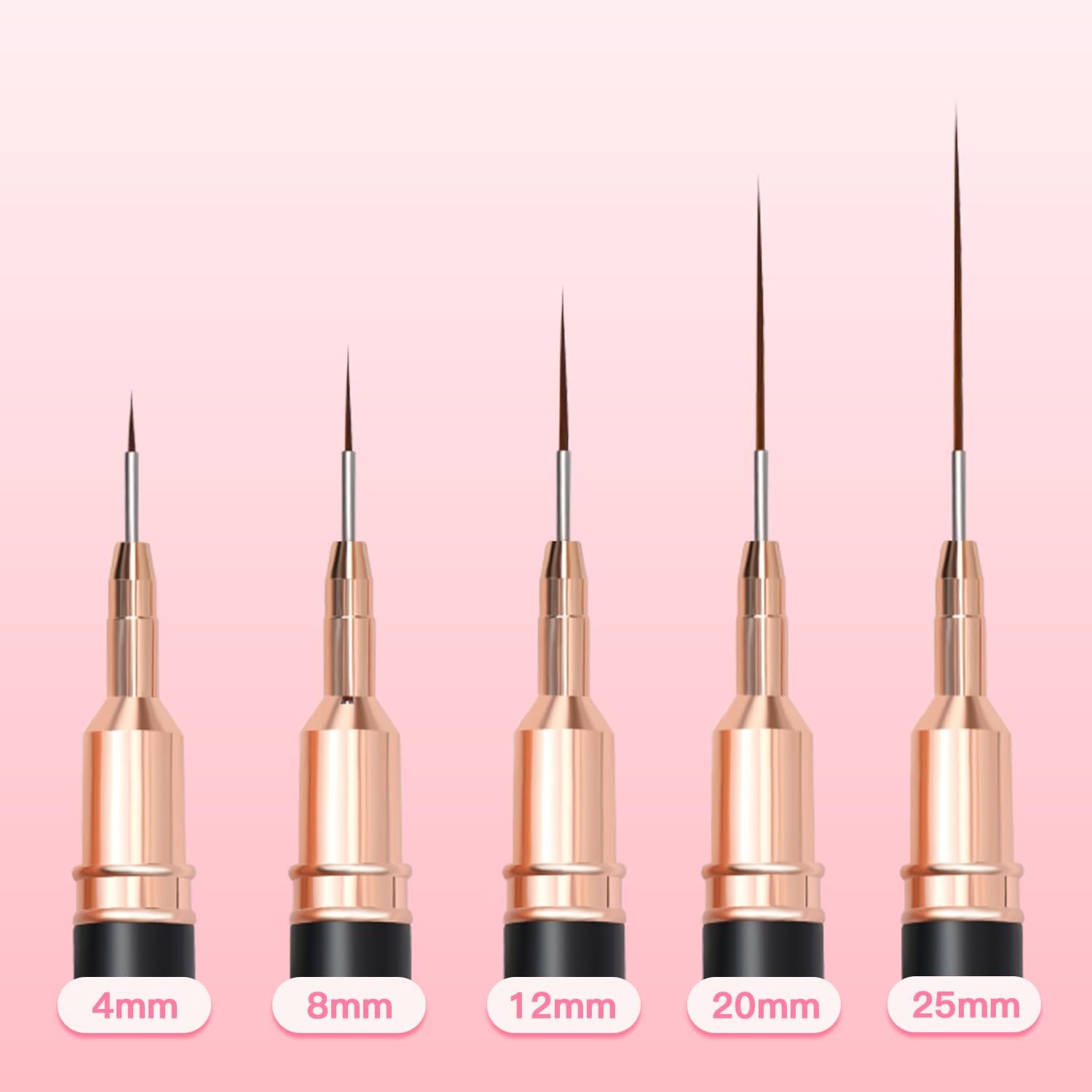 Komall Metallic Nail Art Brushes 20mm for longer strokes and elegant line work on nails.