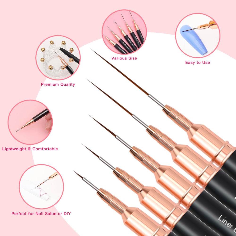 Komall Metallic Nail Art Brushes 25mm ideal for bold lines and broader design accents.