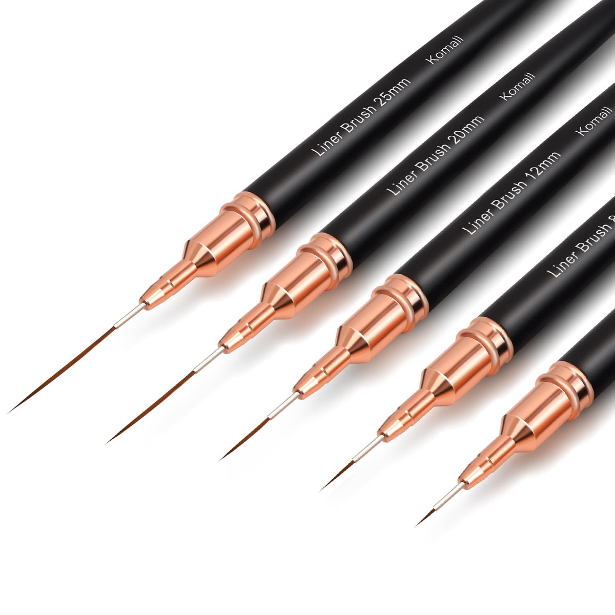 Komall Metallic Nail Art Brushes 4mm for precise lines and intricate nail designs.