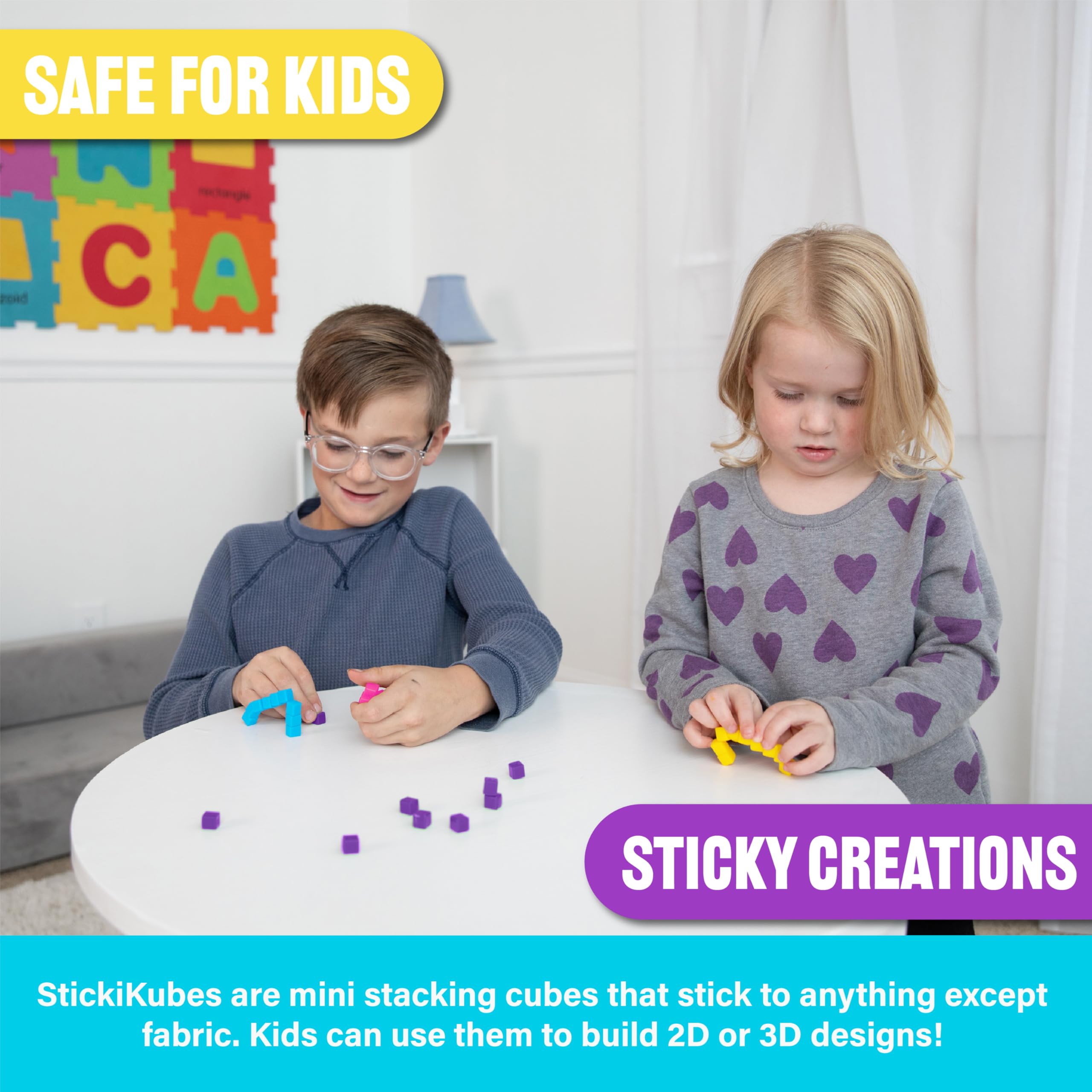 Easy cleanup of StickiKubes after play with water and soap