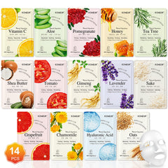 KONEUK 14-pack sheet mask collection for hydrating dry skin.