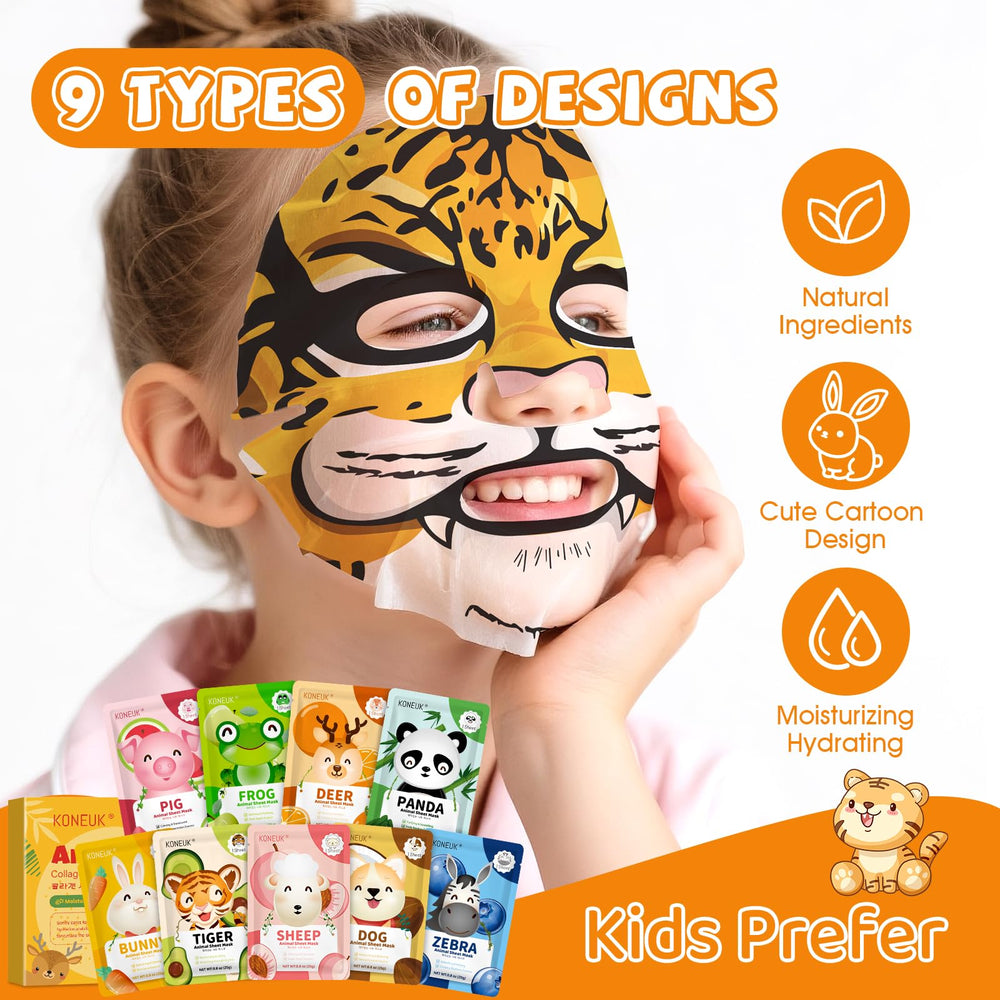 KONEUK tiger mask for kids provides hydration during fun spa moments.