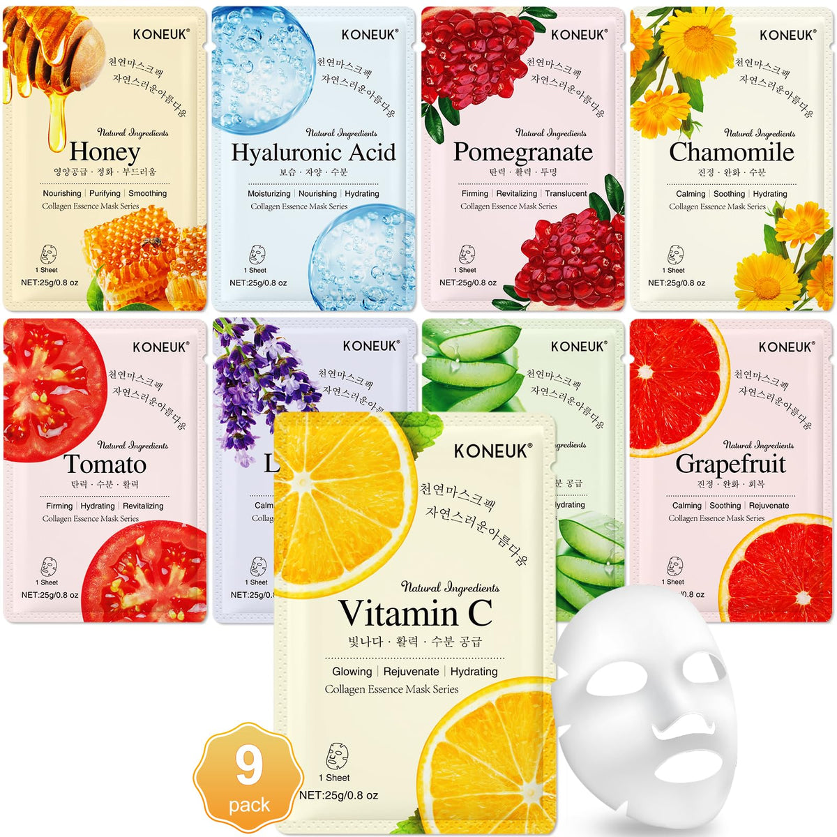KONEUK collagen face mask lemon for hydration and refreshed skin.