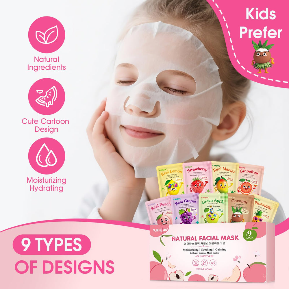 KONEUK 9-pack mango mask, refreshing treat with skin-soothing fruit extracts.