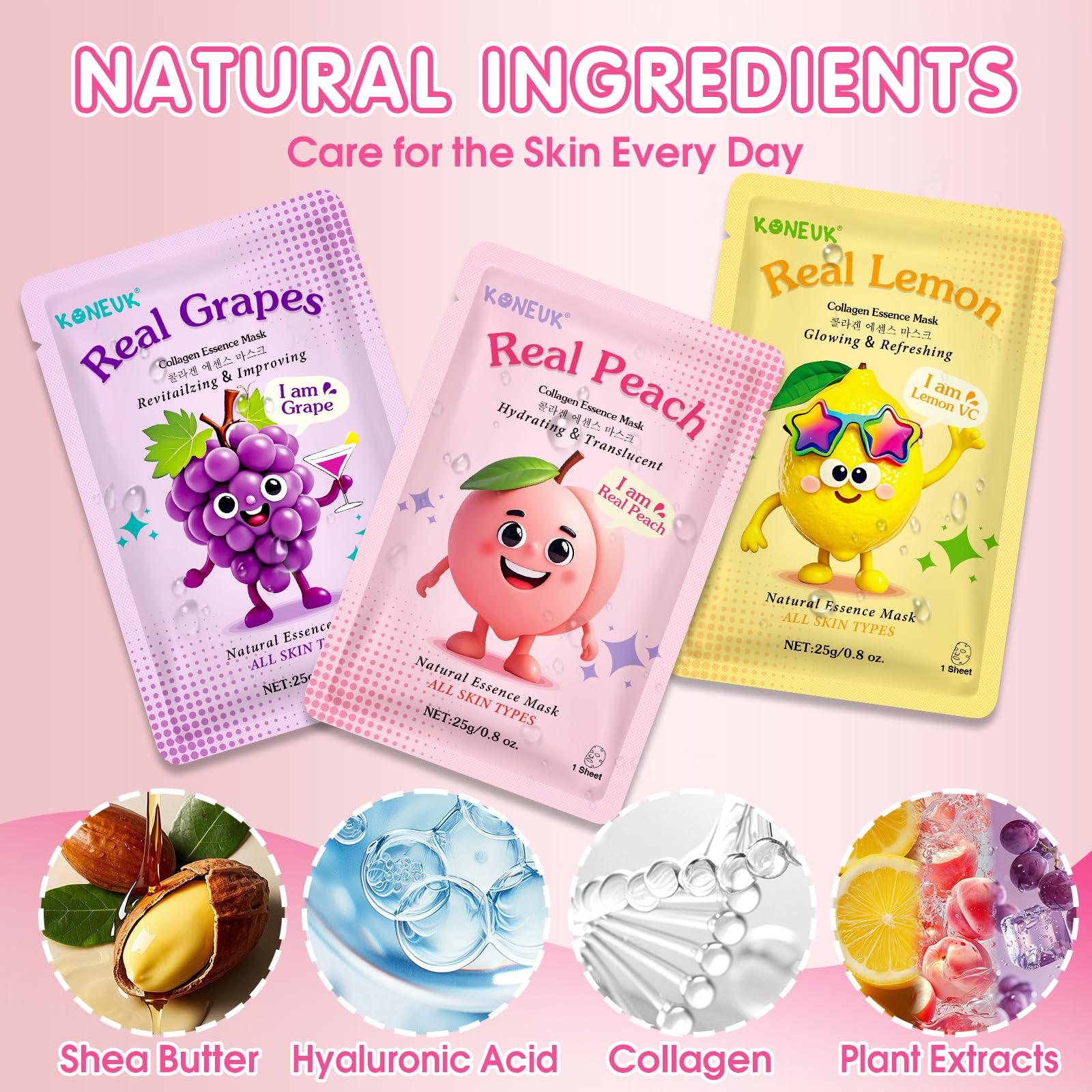 KONEUK 9-pack peach mask, breathable sheet for relaxing skincare sessions.