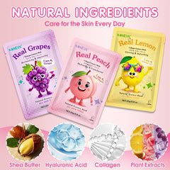 KONEUK 9-pack peach mask, breathable sheet for relaxing skincare sessions.