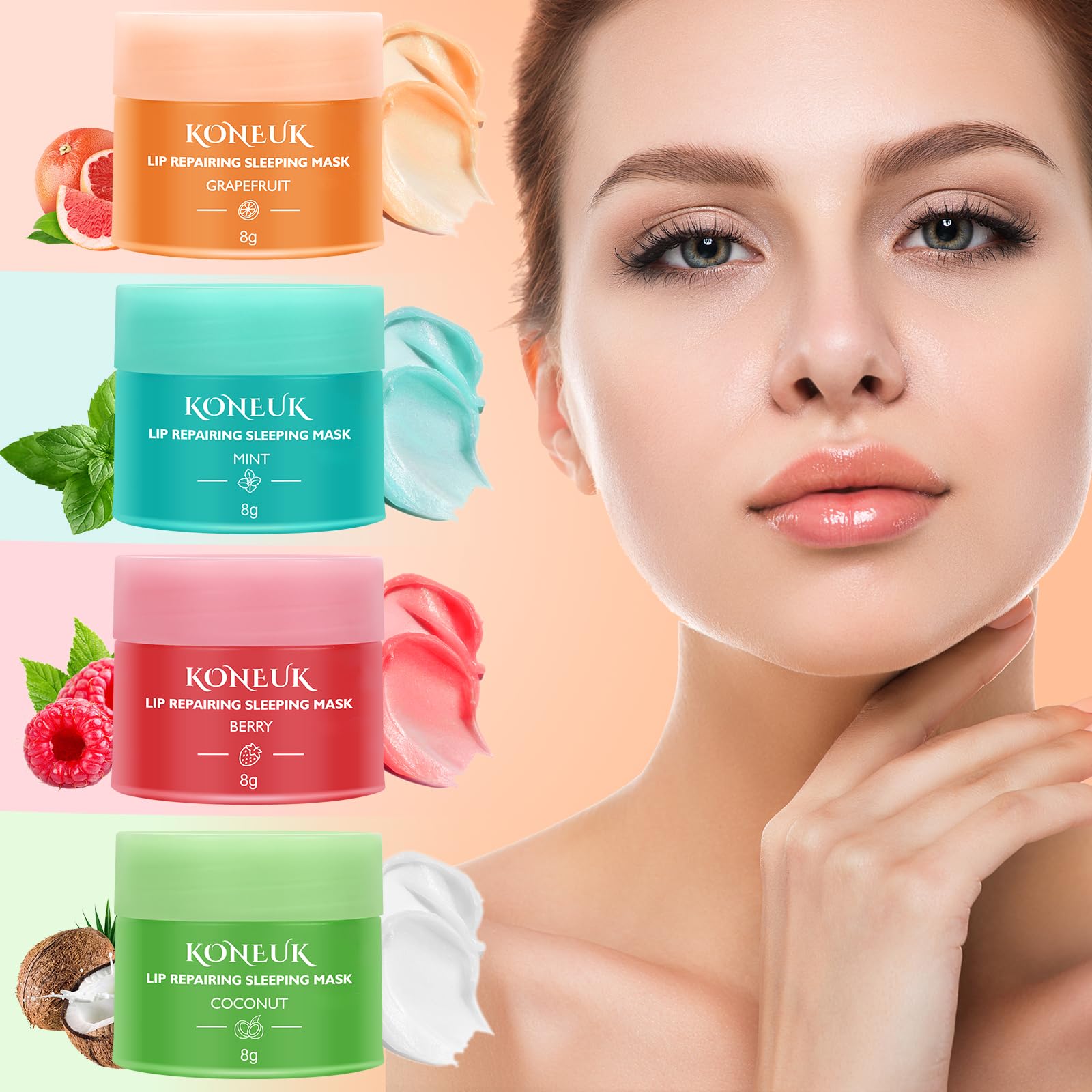 KONEUK lip mask ingredients detail with vitamin C and plant oils