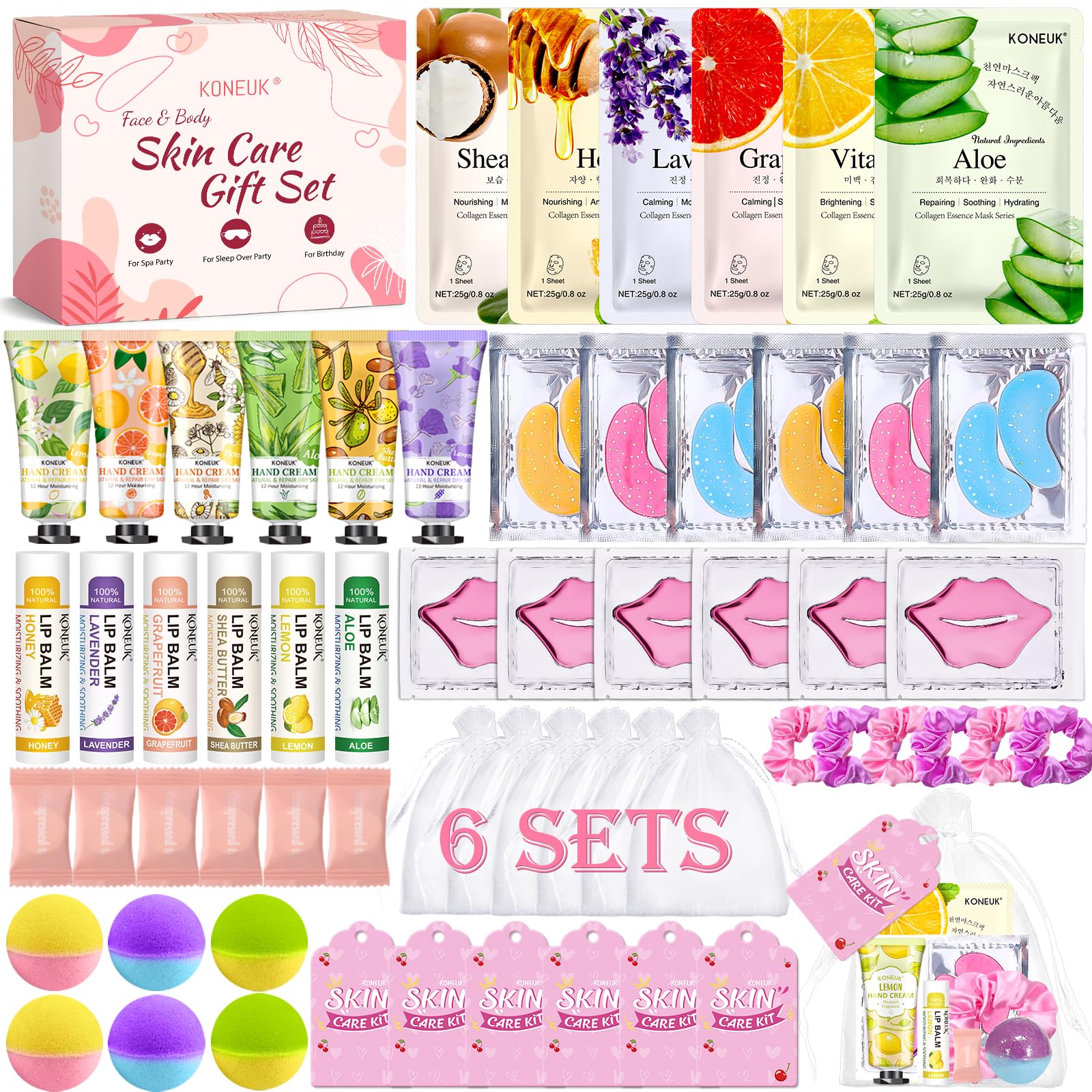 KONEUK spa party set packaging for girls' sleepover, ideal for sharing.