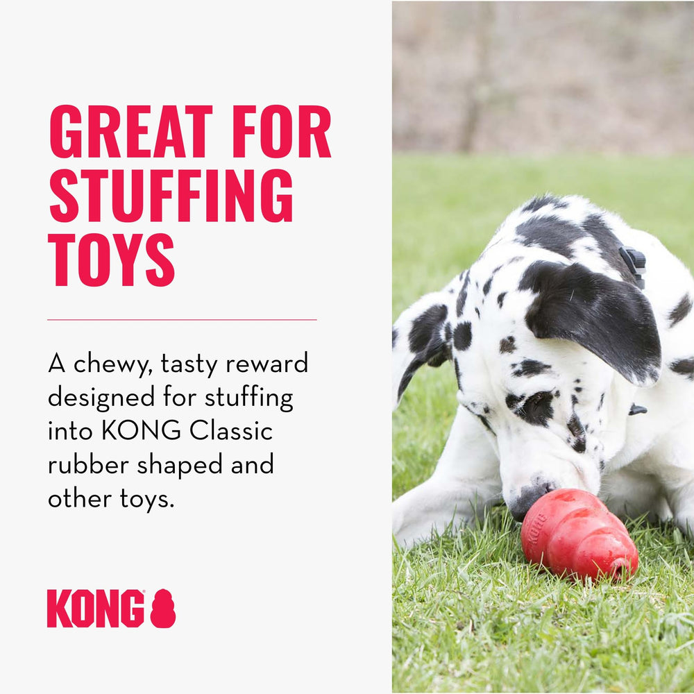 KONG Jerky Chicken md/lg 5 oz Pack-2 dog enjoying gluten-free treat.