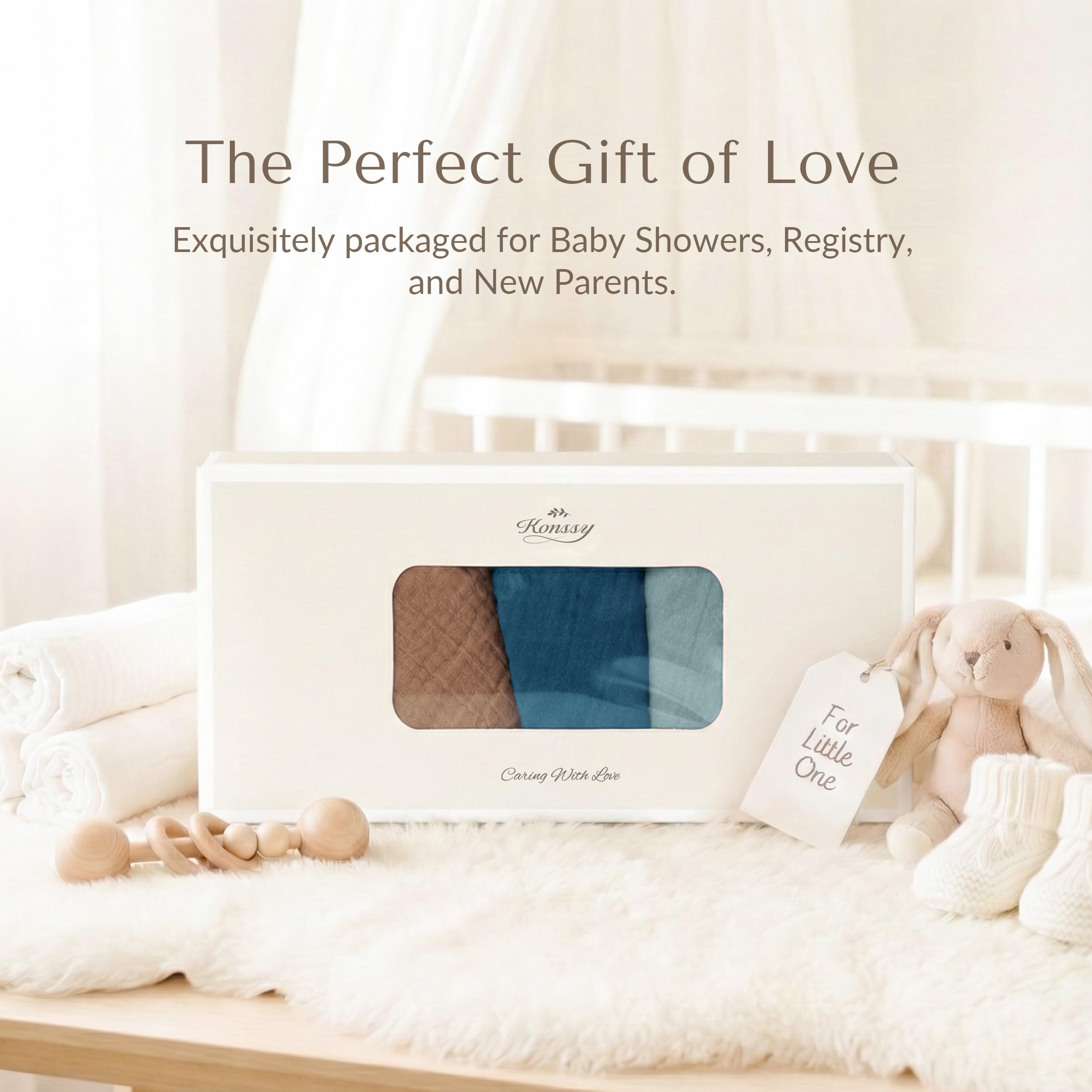 Konssy 100% cotton muslin bibs deliver soft touch and durability