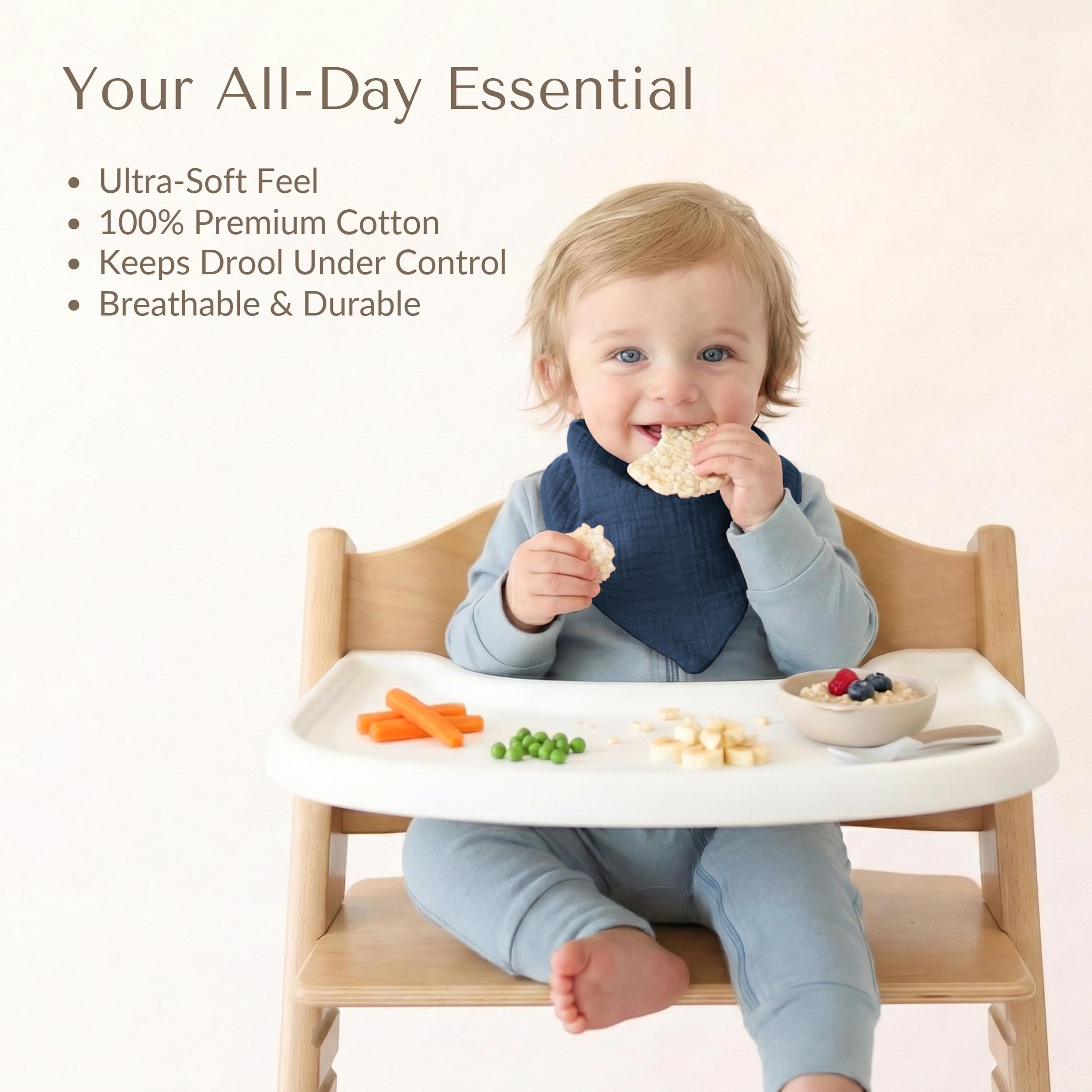 Konssy bibs work as burp cloths and wipes for quick cleanups.