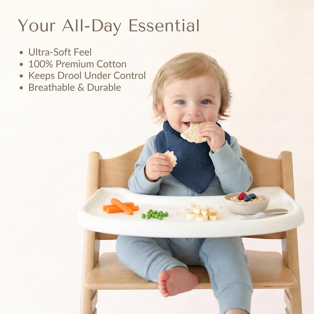 Konssy bibs work as burp cloths and wipes for quick cleanups.