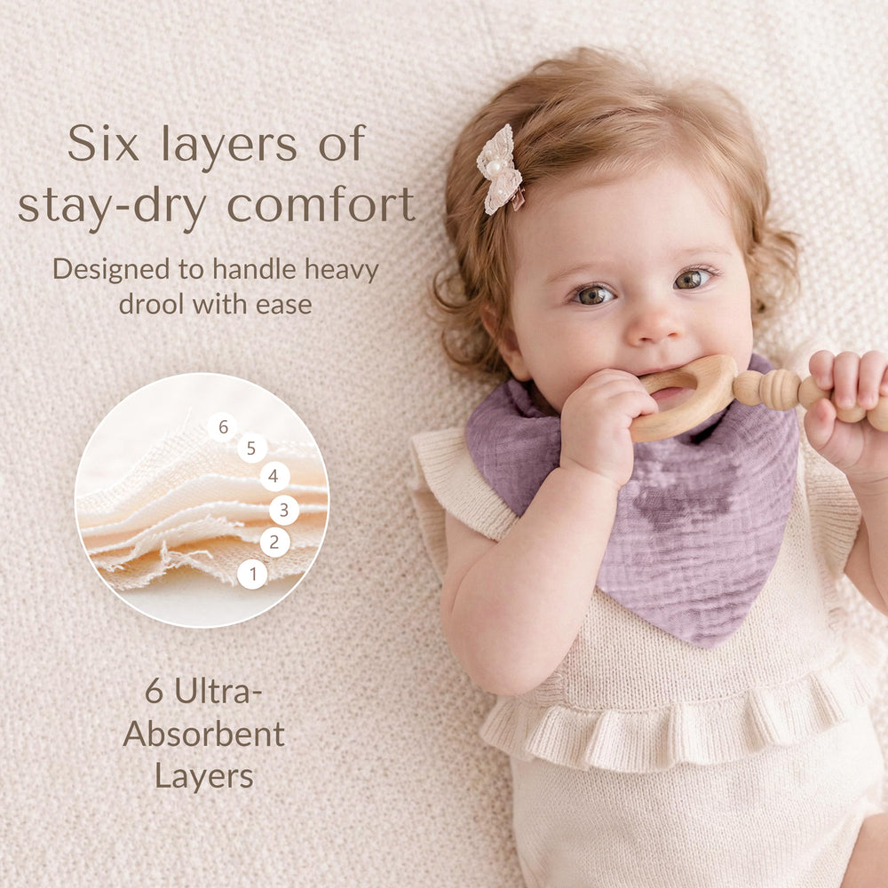 Konssy drool bibs double as burp cloths for quick cleanups.