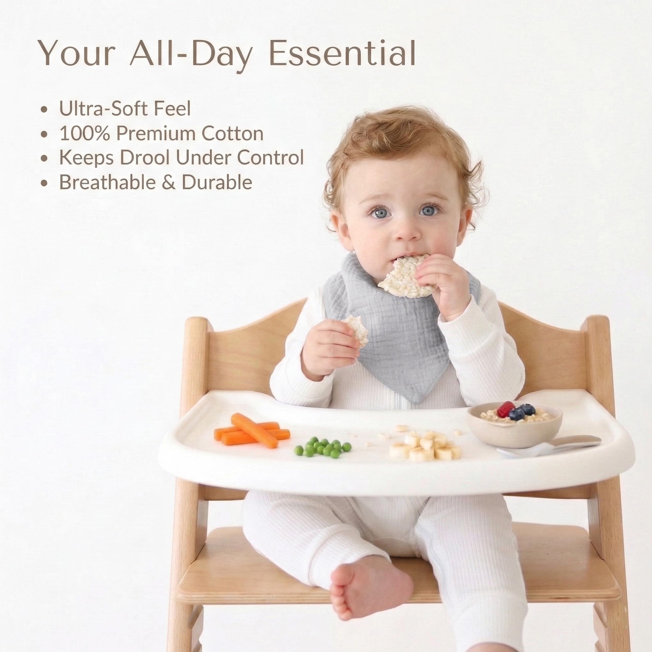 Gift-ready Konssy bibs packaging makes a thoughtful baby shower present.