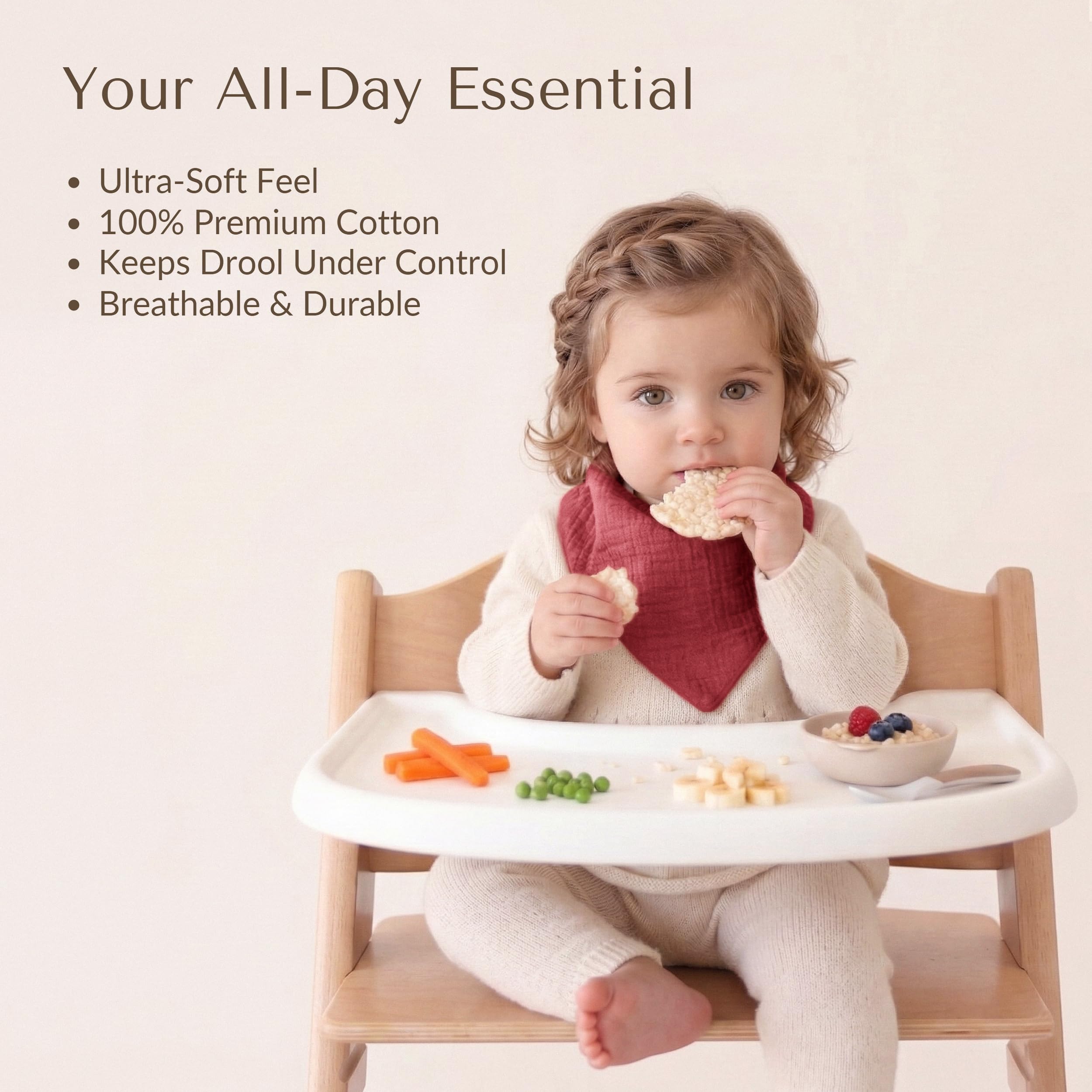 Konssy muslin bibs are machine washable for busy parents.