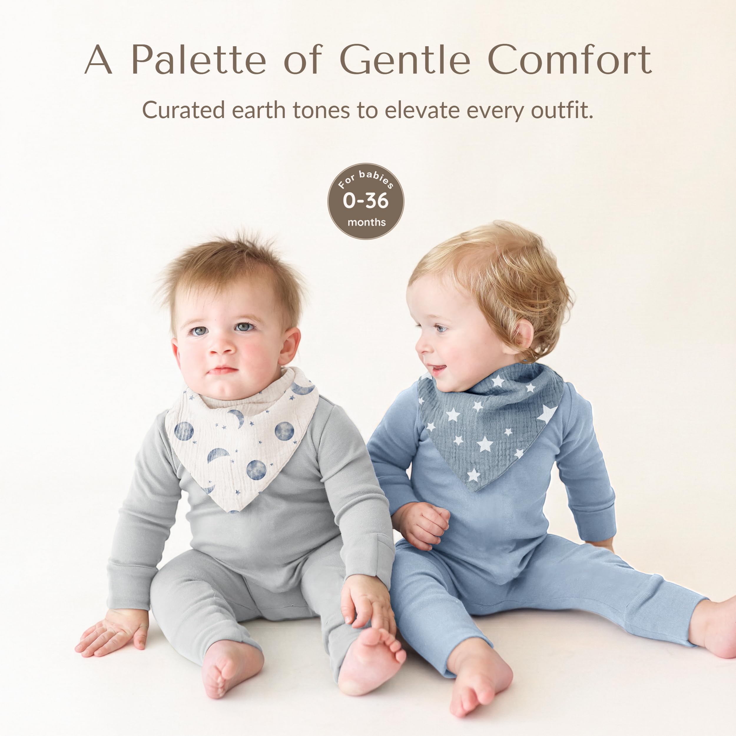 Konssy muslin baby bibs offer ultra-soft absorption for everyday spills.